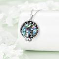wholesale 925 Sterling Silver Abalone Shell Black Cat Double Pendant Necklace for Women-0-2
