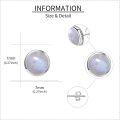wholesale 925 Silver Moonstone Stud Earrings 7mm, Hypoallergenic Gift for Women-0-4