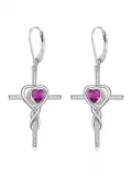 TOUPOP Sterling Silver Tourmaline Crystal Infinity Cross Heart Earrings-0-0