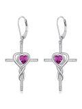 TOUPOP Sterling Silver Tourmaline Crystal Infinity Cross Heart Earrings-0-0