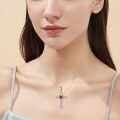 wholesale 925 Sterling Silver White Gold Plated Celtic Cross Heart Citrine Pendant Necklace-0-19