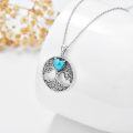 wholesale 925 Sterling Silver Heart-Shaped Turquoise Stone Tree of Life Pendant Necklace for Women-0-3