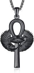 wholesale  Ankh Eye of Horus Pendant Necklace for Men & Women Gothic Egyptian Jewelry Black Color Faith Gifts-0-0
