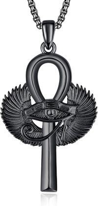 wholesale  Ankh Eye of Horus Pendant Necklace for Men & Women Gothic Egyptian Jewelry Black Color Faith Gifts-A-Ankh Cross(black)