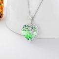 wholesale 925 Sterling Silver & 14K White Gold Plated Heart Tree of Life Necklace with Green Peridot Crystal-0-4