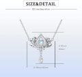 wholesale 925 Sterling Silver Lotus Flower Pendant Necklaces Moonstone CZ Gemstones s for Women Girls-0-5