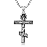 wholesale 925 Sterling Silver Crucifix Cross Pendant Necklace  for Men & Women - Religious  Set w/ 24  and Box Packaging-I-Orthodox Cross