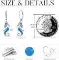 wholesale 925 Sterling Silver Blue Opal Sea Horse Leverback Drop Dangle Earrings for Women - Ocean Beach  Idea-0-3