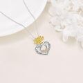 wholesale 925 Sterling Silver I Love You Mom Heart Pendant Necklace Gold Flower Cubic Zirconia-0-4