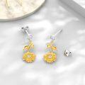 wholesale 925 Sterling Silver Yellow Gold Plated Cubic Zirconia Sunflower Drop Stud Earrings for Women-0-3