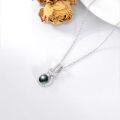 wholesale 925 Sterling Silver with Black Tahitian Pearl and Cubic Zirconia Accent Infinity Pendant Necklace-0-4
