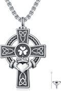 wholesale Sterling Silver Cross Pendant Necklace for Men Women Protection Amulet Religious Gift with 22 +2 Rolo Chain (with Gift)-0-24