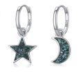 wholesale 925 Sterling Silver Mismatched Star Moon Turquoise Drop Earrings Platinum Plated-0-0