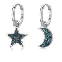 wholesale 925 Sterling Silver Mismatched Star Moon Turquoise Drop Earrings Platinum Plated-20-Sun Moon