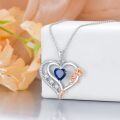 wholesale 925 Sterling Silver Blue Sapphire Heart Rose Gold Plated Flower Pendant Necklace for Women Gifts-0-4