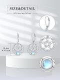 wholesale 925 Sterling Silver Celtic Pentagram & Moonstone Leverback Filigree Trinity Drop Earrings-0-4