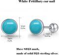 wholesale 925 Sterling Silver Turquoise Round Stone Small Stud Earrings for Women Hypoallergenic Screwback-0-1