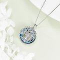 wholesale 925 Sterling Silver Blue Crystal Tree of Life Necklace - 20mm Pendant, 18 Chain-0-2