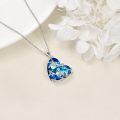 wholesale 925 Sterling Silver Blue Crystal Raccoon Tree Branch Heart Pendant Necklace for Women Mom Wife Daughter-0-5
