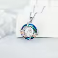 TOUPOP Sterling Silver Crystal Cat Necklace Women's Jewelry Gift-0-3