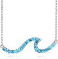 wholesale Gold 925 Sterling Silver Ocean Wave Pendant Necklaces Minimalist Chain Beach  for Women-0-11