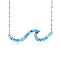 wholesale 925 Sterling Silver Wave Pendant Necklace Wholesale In Rose Gold Tone For Women Fashionable Minimalist Jewelry-Created Turquoise