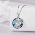 wholesale 925 Sterling Silver Tree of Life Pendant Necklace with Blue Crystal and Breast Cancer Awareness Ribbon Jewelry for Women-0-3