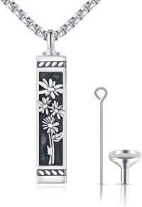 wholesale  Floral Design Cremation Jewelry Keepsake Urn Pendant with Funnel and Fill Tool -A3-Daisy Urn Necklace