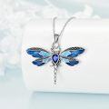 wholesale 925 Sterling Silver Dragonfly Pendant with Blue Opal Wings and Gemstones for Women's Fashion Necklaces Gifts-0-5