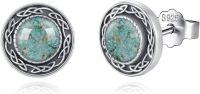 wholesale 925 Sterling Silver Turquoise Celtic Knot Stud Earrings - Hypoallergenic Punk Gothic Jewelry for Women and Men-Turquoise2