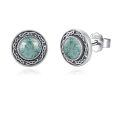 wholesale 925 Sterling Silver Turquoise Celtic Knot Stud Earrings - Hypoallergenic Punk Gothic Jewelry for Women and Men-0-0
