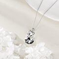 wholesale 925 Sterling Silver Black and White Fox Pendant Necklace for Girls Gifts Jewelry-0-4
