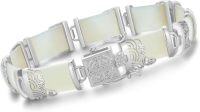 wholesale 18kt Gold Plated Sterling Silver Jade Bracelet for Women Fine Jewelry Gift-8.5 Inches B2-Hetian Jade-White Gold