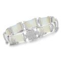 wholesale 925 Sterling Silver Green Jade Link Bracelet Wholesale With Intricate Clasp Design-0-11