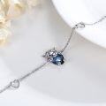 wholesale 925 Sterling Silver Blue Crystal Cow Charm Bracelet for Women and Girls-0-2
