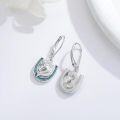 wholesale 925 Sterling Silver Turquoise Horse Head Horseshoe Dangle Earrings Western Style Jewelry for Women Girls Gifts 4cm Length-0-2