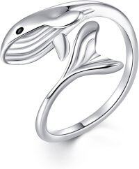 wholesale 925 Sterling Silver Whale Tail Adjustable Open Thimble Ring Sea Life Jewelry-Whale Ring
