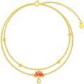 wholesale 14K Gold Beaded Lotus Charm Ankle Anklet for Women - Mothers Day Gift-0-0