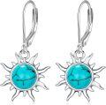 wholesale 925 Sterling Silver Sun Turquoise Dangle Earrings for Women - Native American Style Natural Stone Western Fashion s-0-0