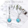 wholesale 925 Sterling Silver Turquoise Round Drop Dangle Leverback Earrings-0-1