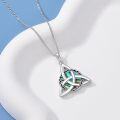 wholesale 925 Sterling Silver Triquetra Celtic Knot Abalone Shell Pendant Necklace for Women-0-2