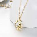 wholesale 14K Gold Dainty Mother & Child in Crescent Moon Pendant Necklaces Gifts for Women-0-2