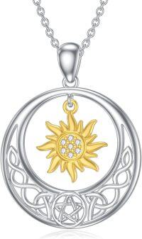 wholesale 925 Sterling Silver Lab-Grown Cubic Zirconia Sun Pendant Necklace for Women-Type 2