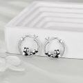 wholesale 925 Sterling Silver Panda Bear Huggie Hoop Earrings for Women Girls  4cm Diameter-0-2