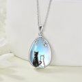 wholesale 925 Sterling Silver Cat & Moon Pendant Necklaces - Gifts for Mom on Mothers' Day Birthdays-0-4