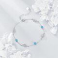 wholesale 925 Sterling Silver Blue Turquoise & Black Pearl Opal Leaves Charm Bracelet s for Women-0-1