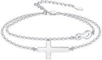 wholesale  Sterling Silver Cross Infinity Bracelet with Stones Faith Jewelry Gift for Women Mom -06-Silver