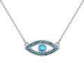 wholesale 925 Sterling Silver Natural Turquoise Triangle Circle Lucky Symbol Pendant Necklace for Women Girls Gifts 45cm Chain Length-0-0