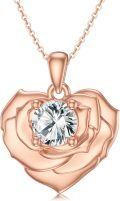 wholesale 14K Rose Gold Moissanite Flower Knot Pendant Necklace with Butterfly Charm for Women-0-0