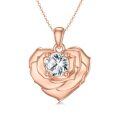 wholesale 14K Rose Gold Moissanite Flower Knot Pendant Necklace with Butterfly Charm for Women-0-0